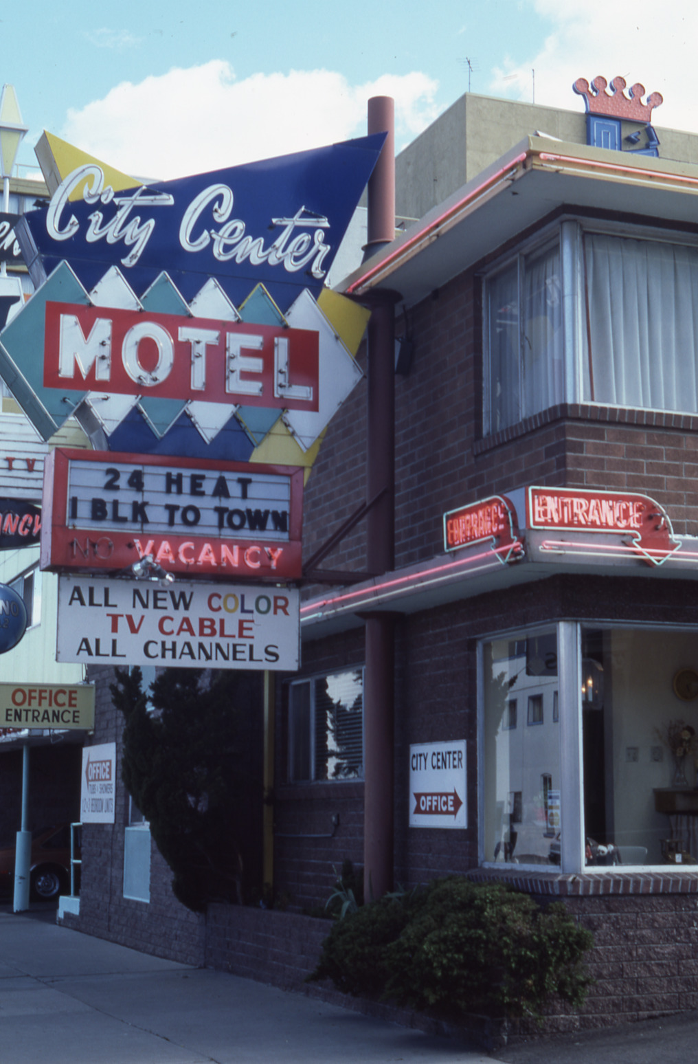 City Center Motel flag mounted pylon sign, Reno, Nevada: photographic print