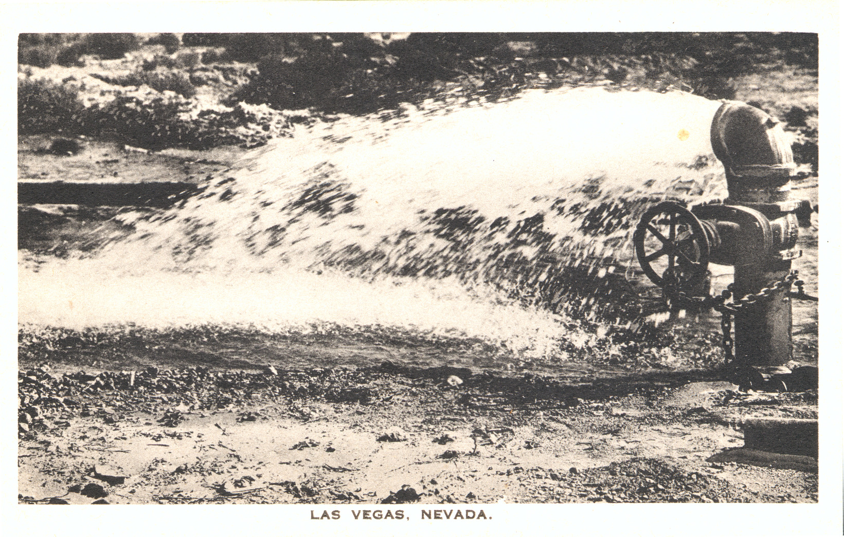 Postcard showing artesian well near Las Vegas, March 6, 1920, Front