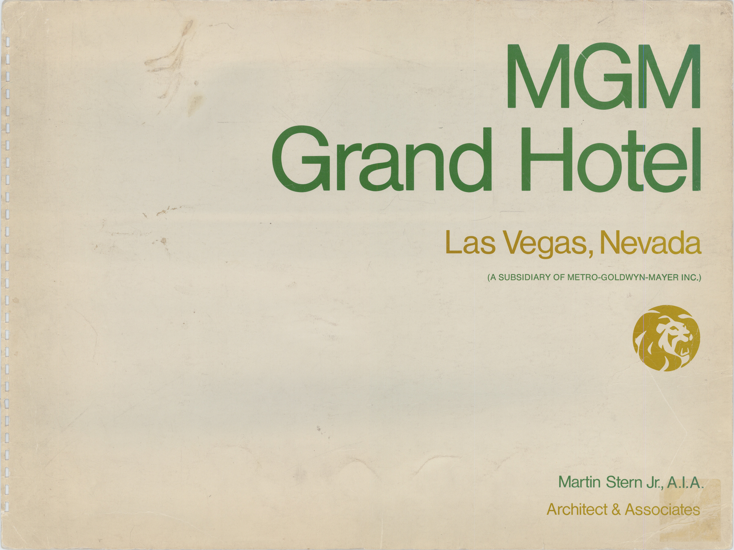 Proposal for the MGM Grand Hotel (Las Vegas), circa 1972, cover