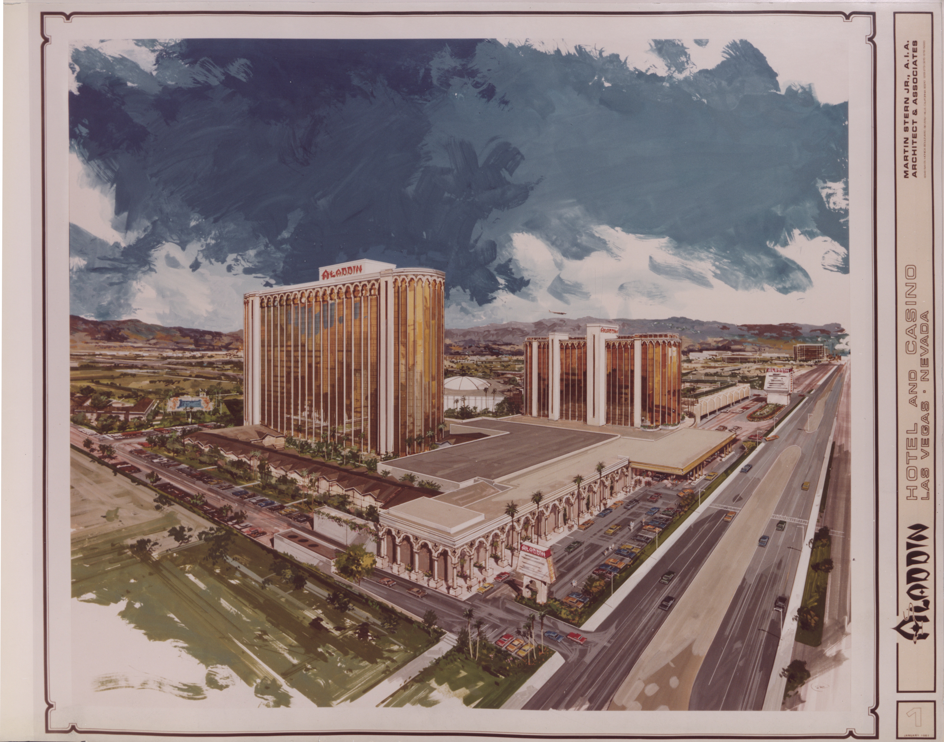 Proposal for the Aladdin high rise addition (Las Vegas), circa 1974, front cover