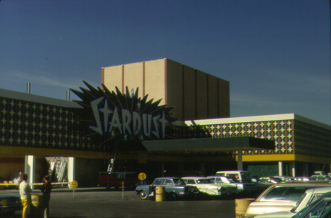 Photograph of work on the Stardust Hotel and Casino neon sign (Las Vegas), 1969