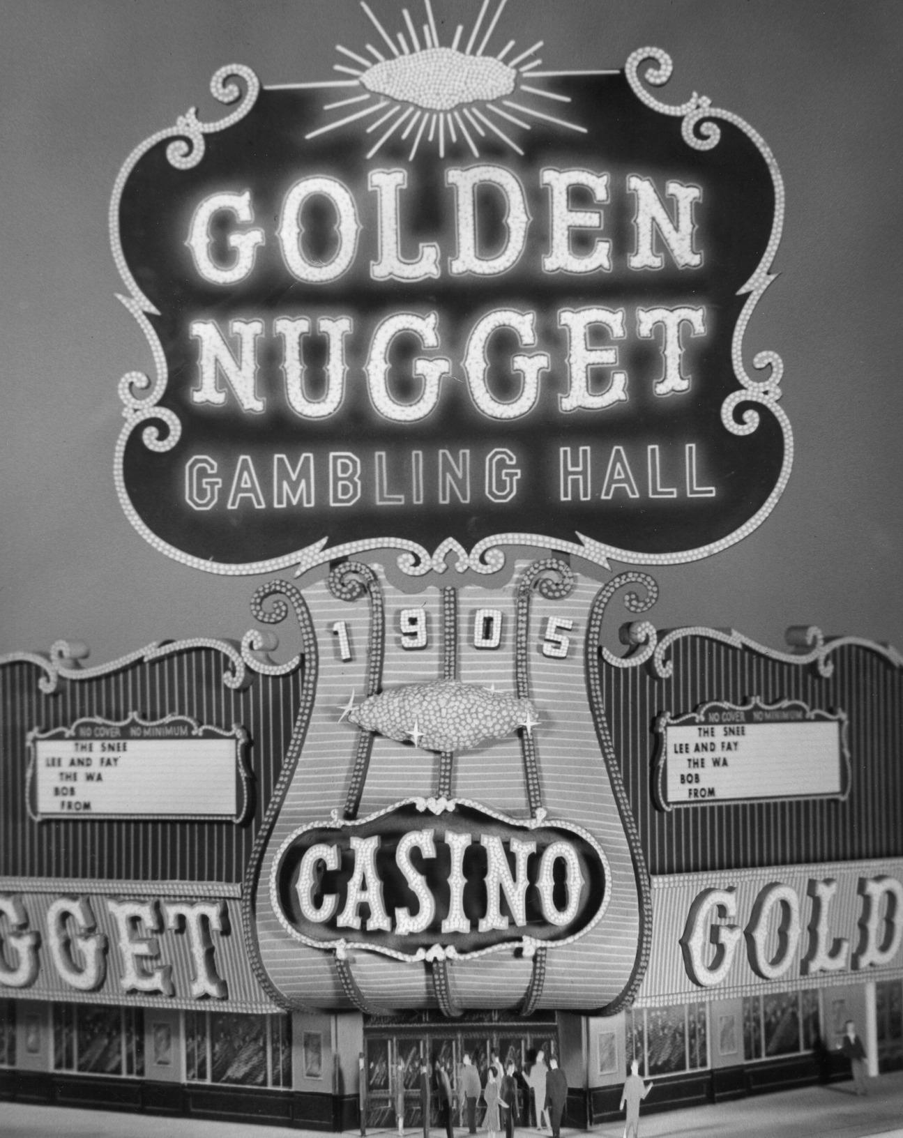 Photograph of a detail of a scale model of the Golden Nugget Gambling Hall (Las Vegas), 1958