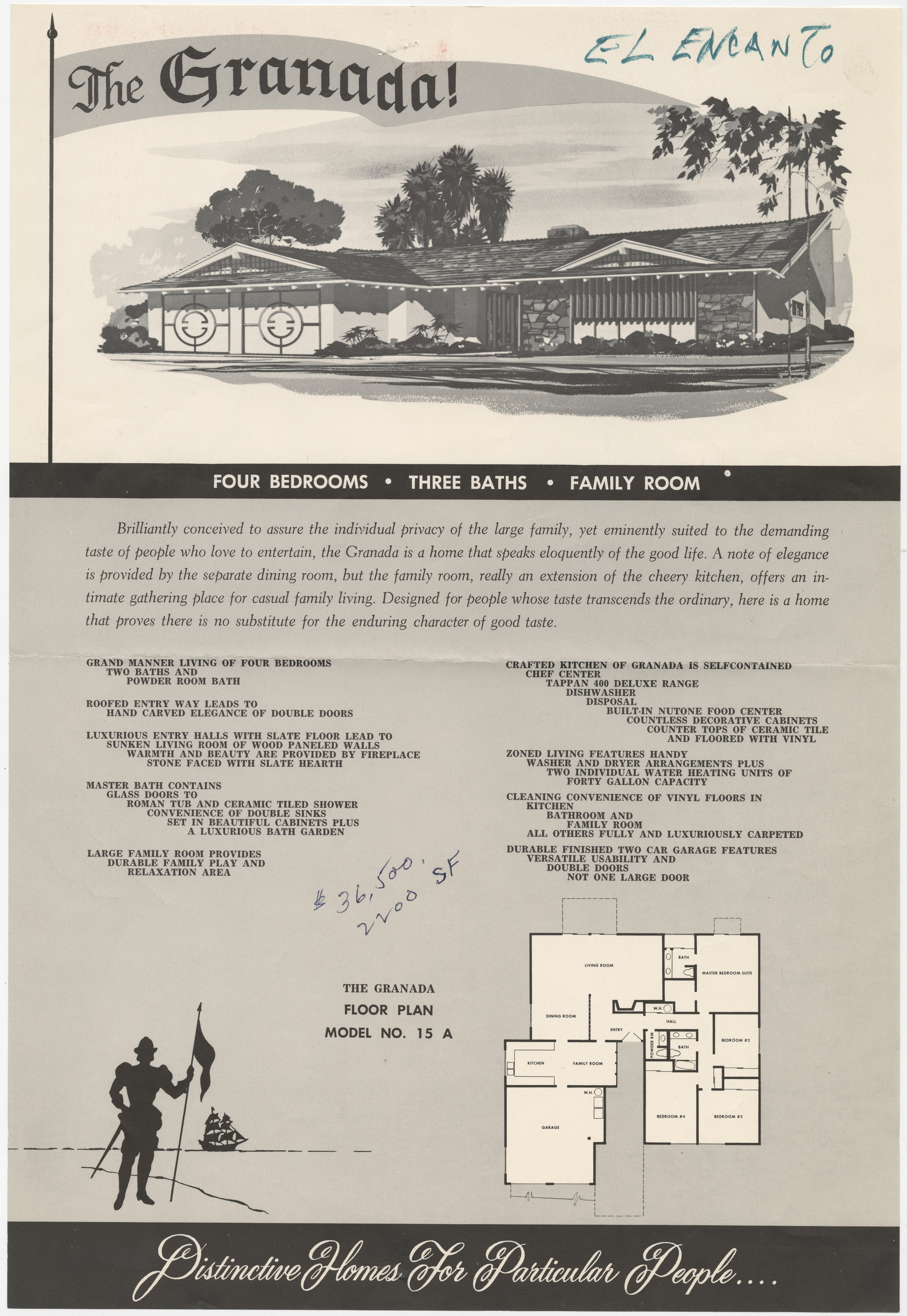 Sales material for the Granada model home in the El Encanto development, Las Vegas, Nevada, 1967-1969, side 1