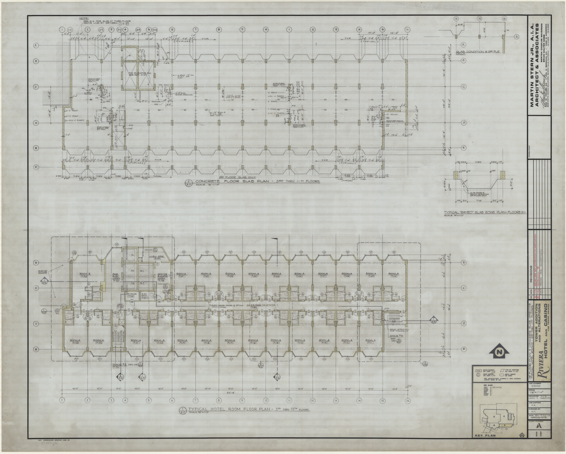 Riviera Hotel and Casino, Las Vegas, Nevada, Tower addition and alterations, 22 various sheets, July 16, 1973 and Feb. 22, 1974