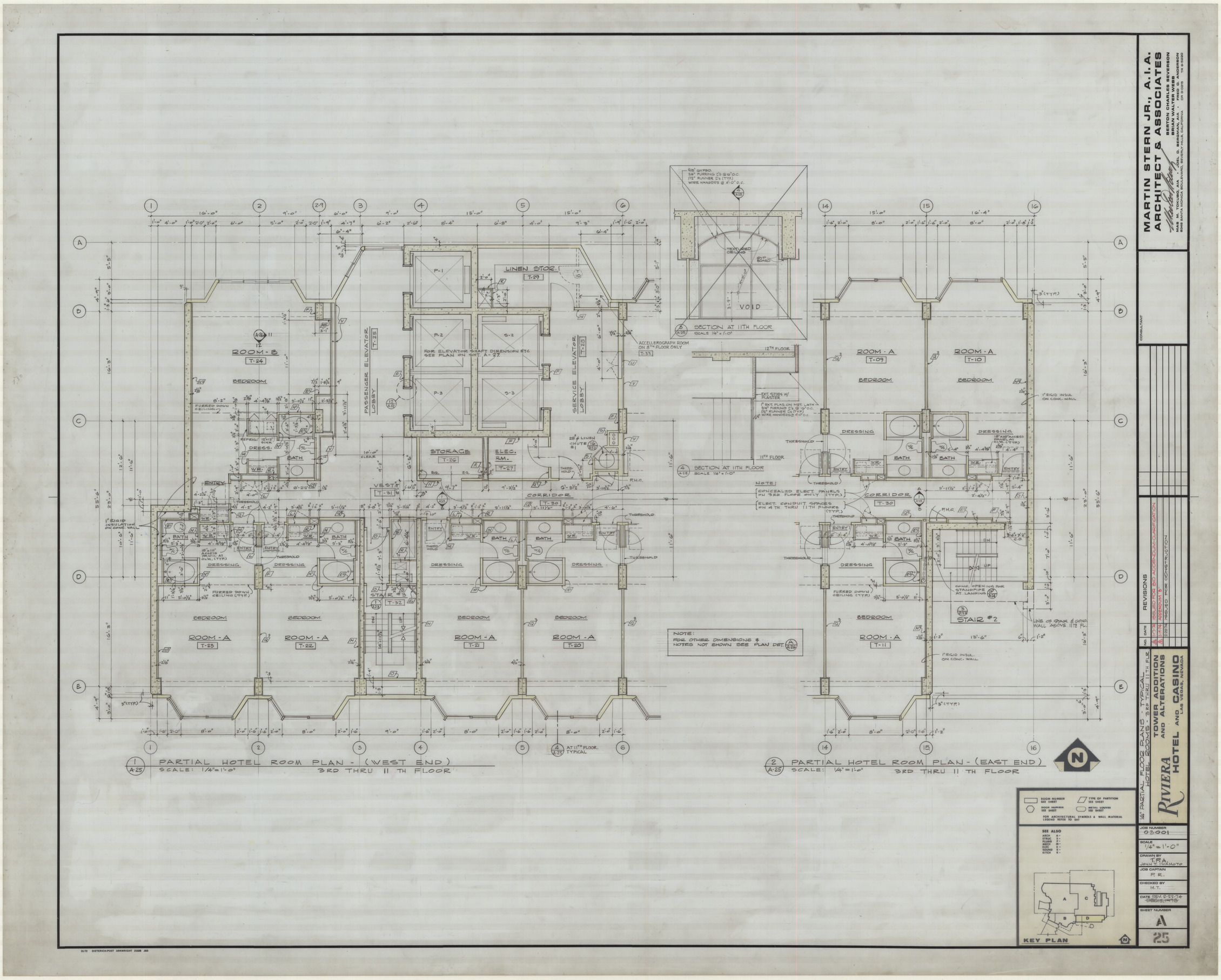 Riviera Hotel and Casino, Las Vegas, Nevada, Tower addition and alterations, 22 various sheets, July 16, 1973 and Feb. 22, 1974
