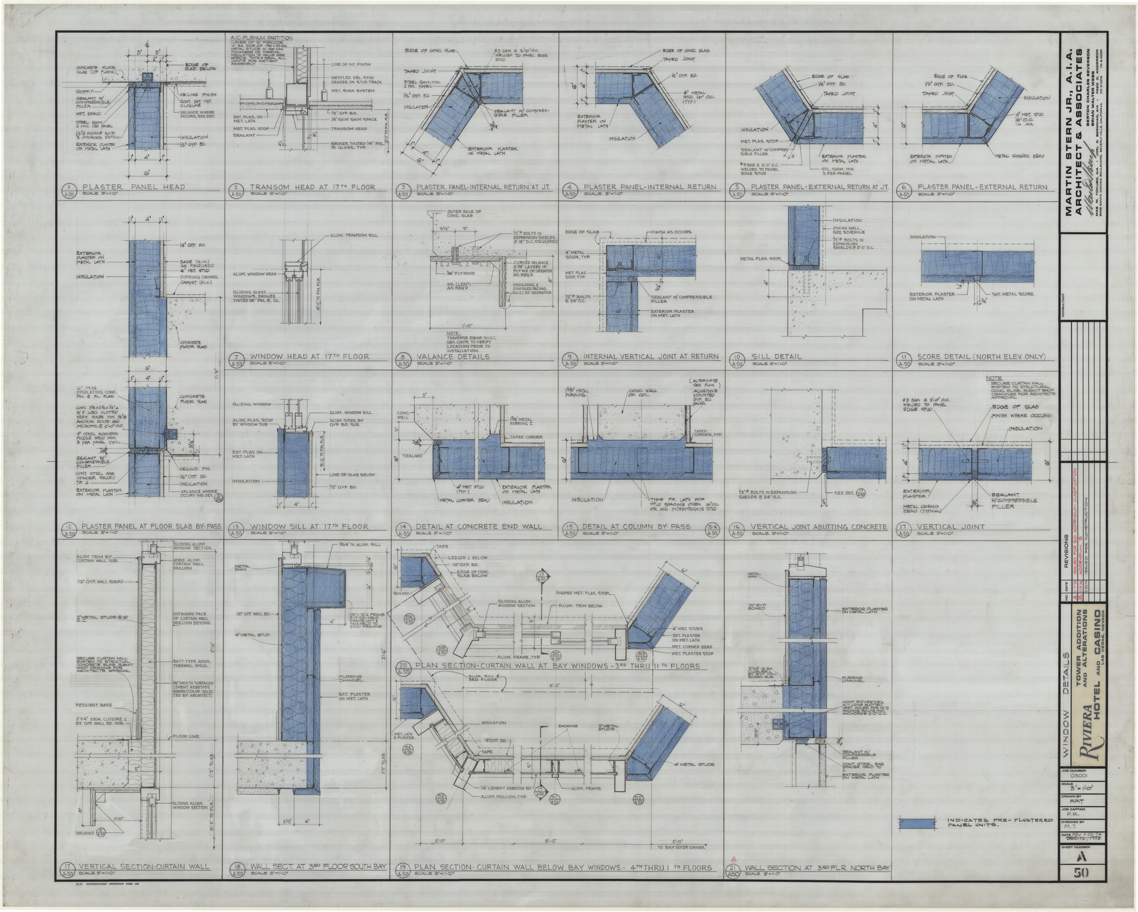 Riviera Hotel and Casino, Las Vegas, Nevada, Tower addition and alterations, 22 various sheets, July 16, 1973 and Feb. 22, 1974