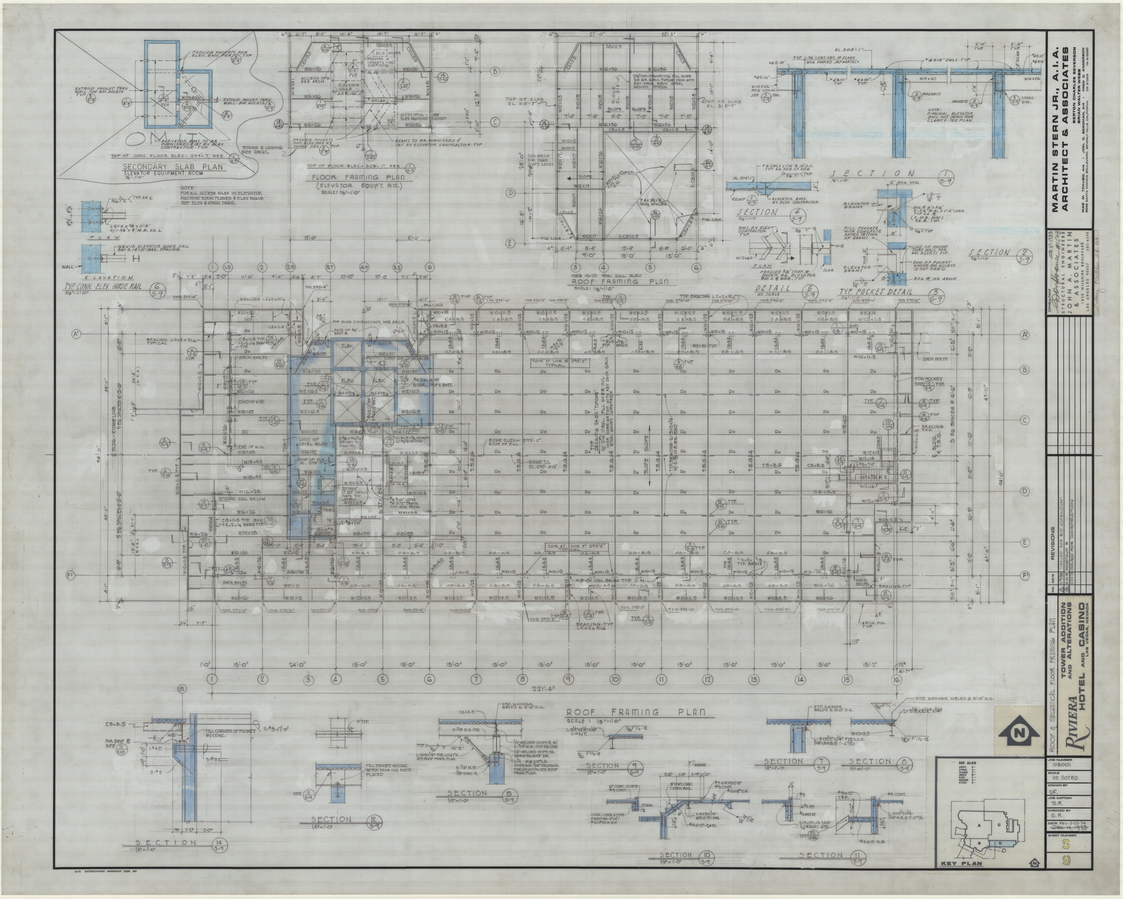 Riviera Hotel and Casino, Las Vegas, Nevada, Tower addition and alterations, 22 various sheets, July 16, 1973 and Feb. 22, 1974